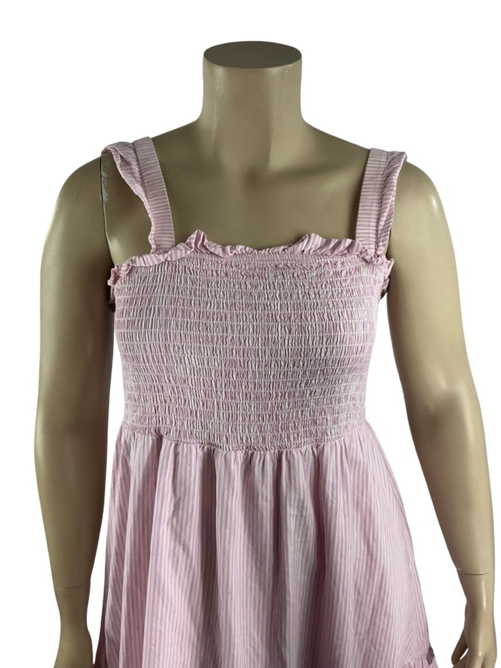 ELOQUII Pink Striped Smocked Midi Sundress Coquette Size 18/20 - Picture 2 of 7
